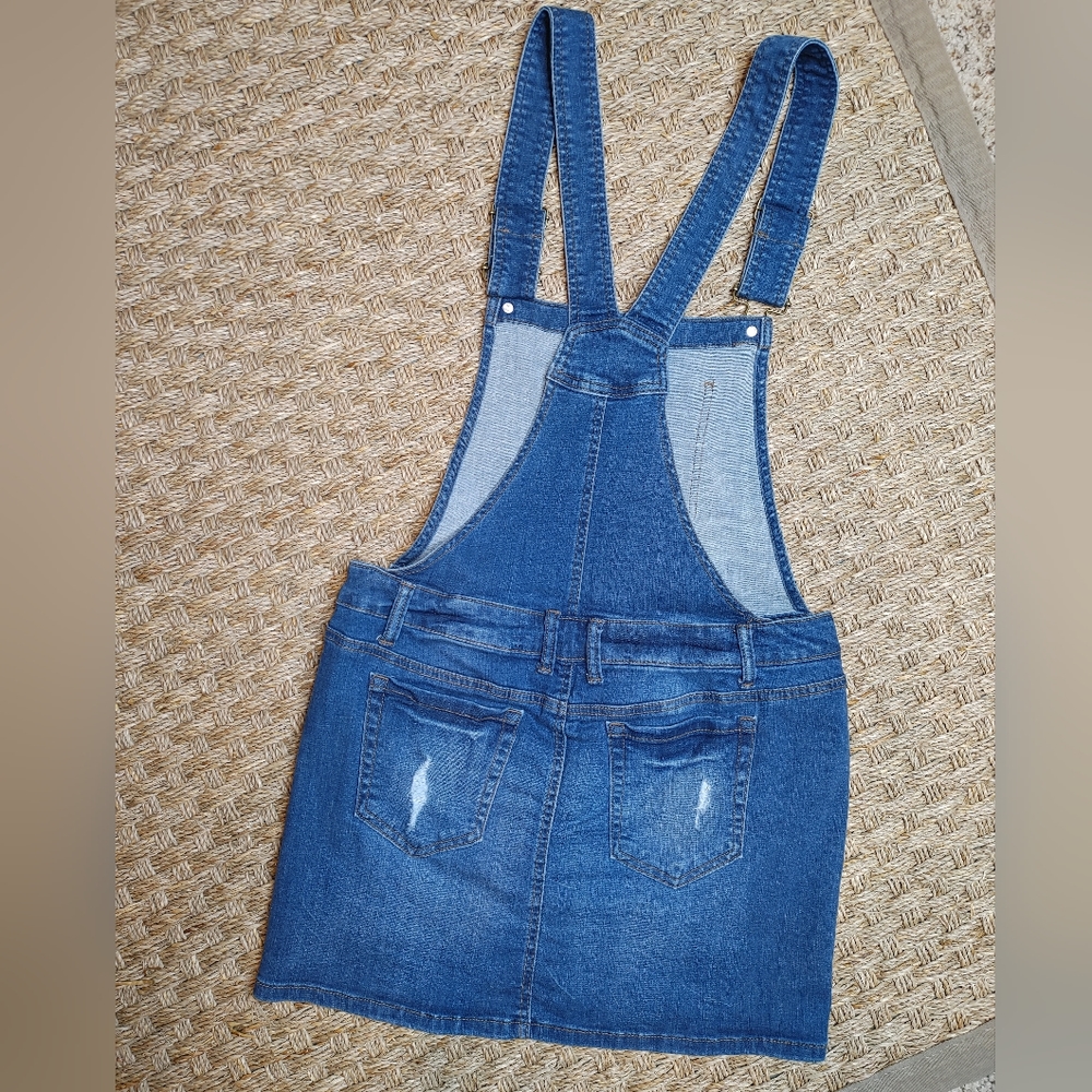 90's WAX JEAN DESTRUCTION WASH OVERALL DRESS L - Picture 5 of 10